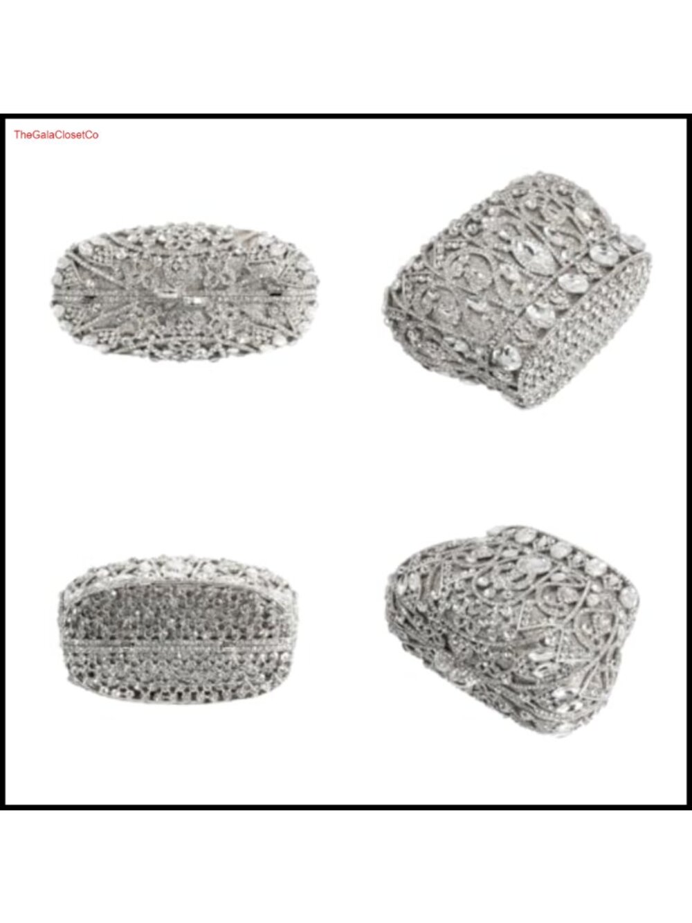 Crown Shaped Sequin Clutch with Rhinestones Evening Bag - Picture 2 of 6